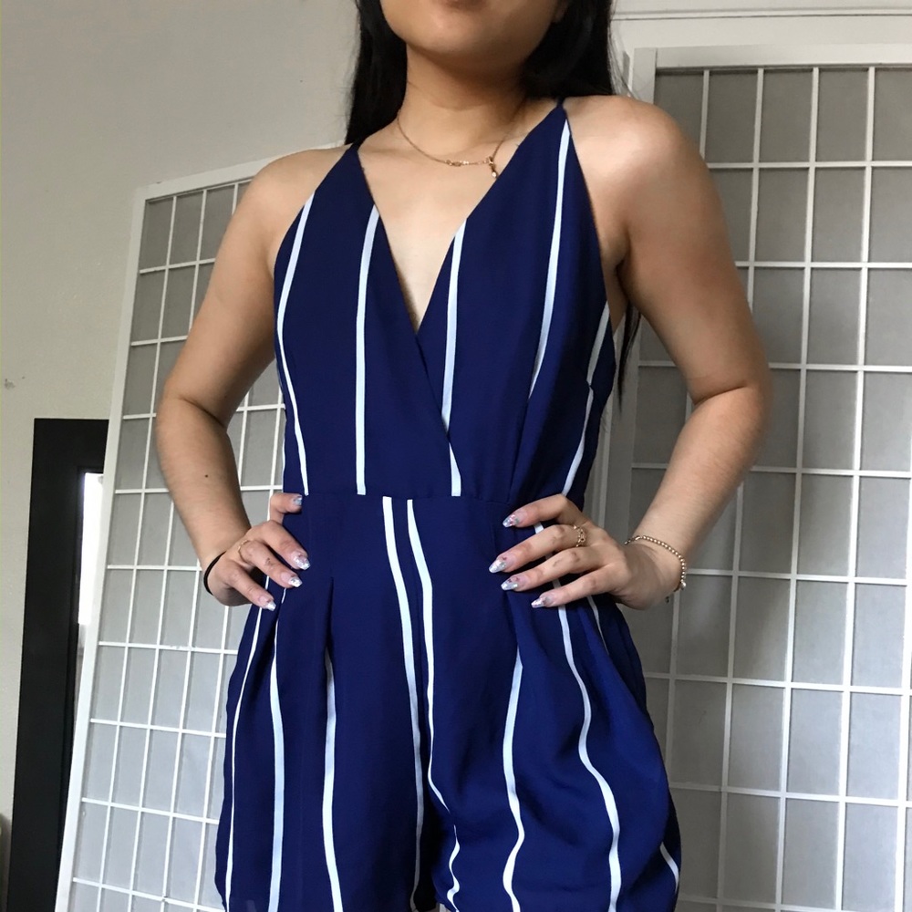 Striped Navy Blue Romper